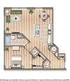 sheridan station one bedroom apartment floor plan rendering